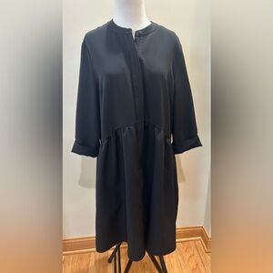 Tuckernuck Black Stretch Crepe Royal Shirt Mini Half Sleeve Button Up Dress Sz L